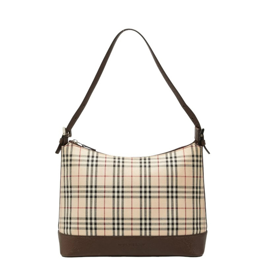 Burberry Nova Check One-Shoulder Bag, Beige/Brown Nylon Leather, Women's BURB...
